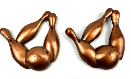 Pair copper bowling ball - (2),
